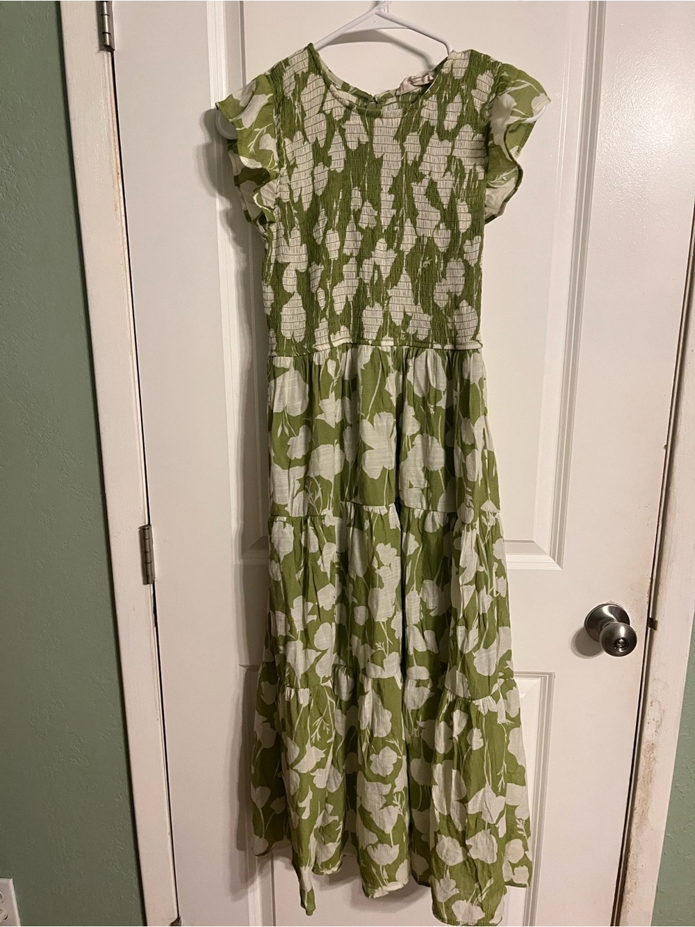 Sweet Wanderer Floral Smocked Green Maxi Dress